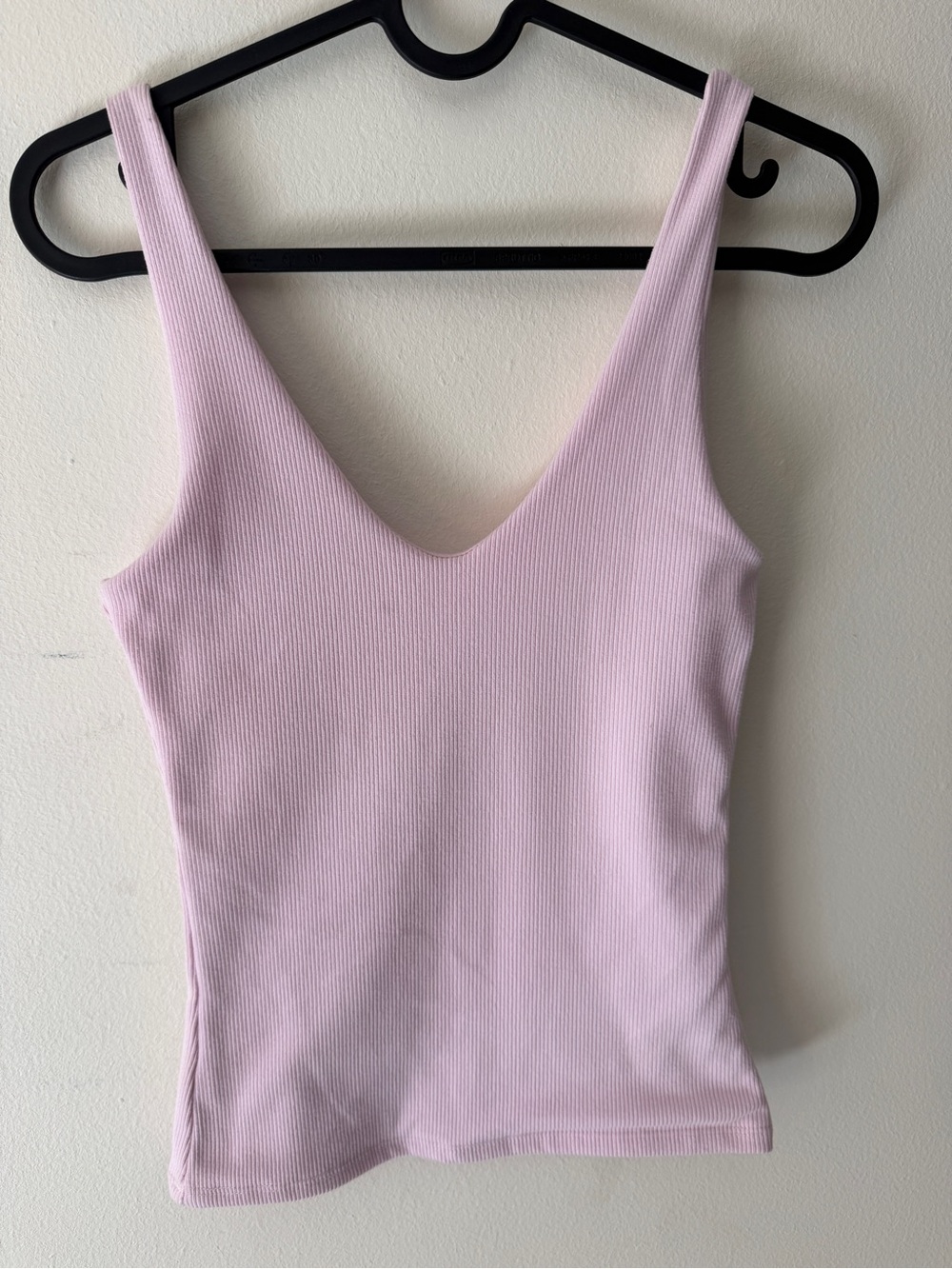 Women’s Ribbed V-Neck Tank Top - Light Pink - Picture 2 of 3